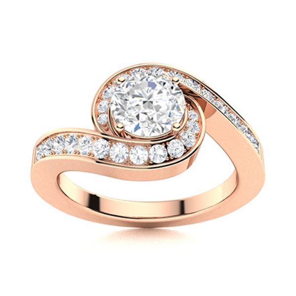 Natural 1.10 CTW Topaz & Diamond Engagement Ring 18K Rose Gold