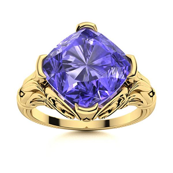 Natural 2.88 CTW Tanzanite Solitaire Ring 18K Yellow Gold