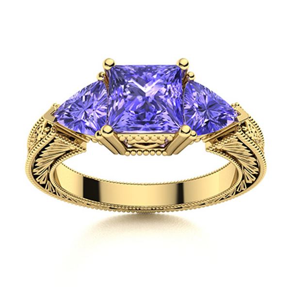 Natural 1.94 CTW Tanzanite Solitaire Ring 14K Yellow Gold