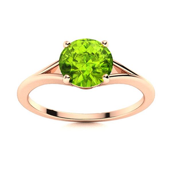 Natural 1.22 CTW Peridot Solitaire Ring 18K Rose Gold