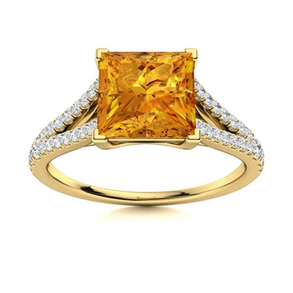 Natural 0.80 CTW Citrine & Diamond Engagement Ring 14K Yellow Gold