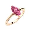 Image 2 : Natural 0.76 CTW Tourmaline Solitaire Ring 14K Rose Gold