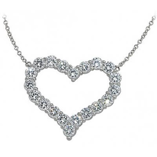 Natural 0.52 CTW White Gold Diamond Heart Pendant With Chain 18KT White Gold