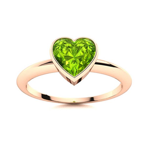 Natural 0.50 CTW Peridot Solitaire Ring 14K Rose Gold