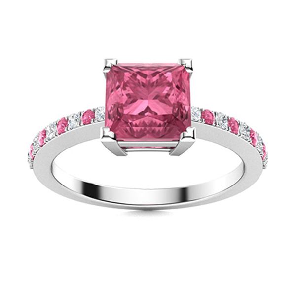 Natural 0.94 CTW Tourmaline & Diamond  Engagement Ring 14K White Gold