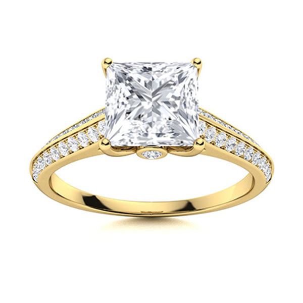 Natural 1.79 CTW Diamond Solitaire Ring 18K Yellow Gold