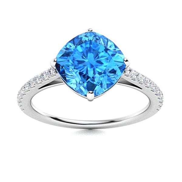 Natural 1.57 CTW Topaz & Diamond Engagement Ring 14K White Gold