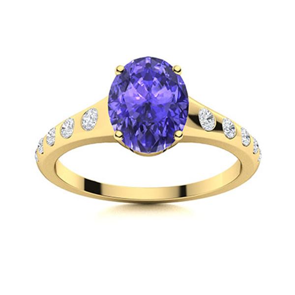 Natural 3.23 CTW Tanzanite & Diamond Engagement Ring 18K Yellow Gold