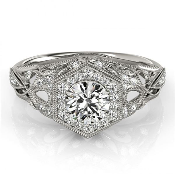 Natural 1.4 ctw Diamond Solitaire Halo Ring 14k White Gold