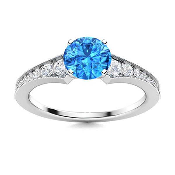 Natural 1.29 CTW Topaz & Diamond Engagement Ring 14K White Gold