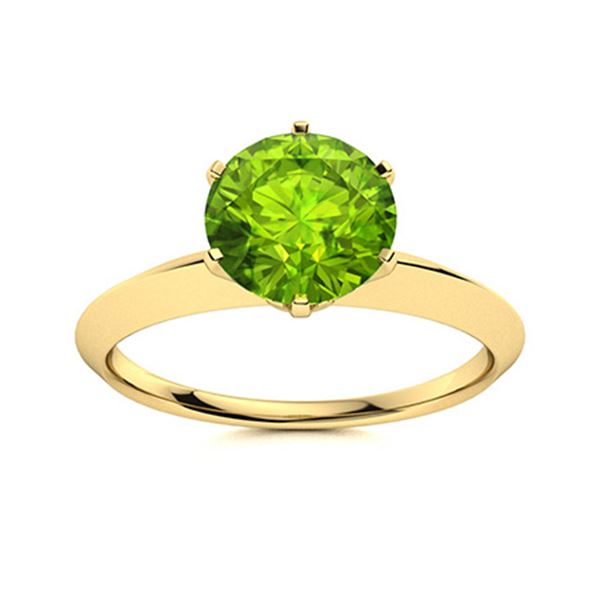 Natural 2.51 CTW Peridot Solitaire Ring 14K Yellow Gold