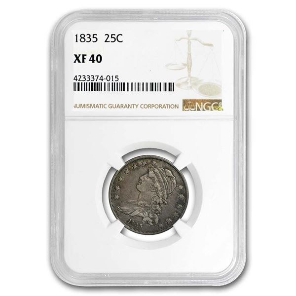 1835 Capped Bust Quarter XF-40 NGC