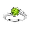 Image 1 : Natural 0.61 CTW Peridot & Diamond Engagement Ring 14K White Gold