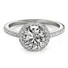 Image 1 : Natural 1.4 ctw Diamond Solitaire Halo Ring 14k White Gold