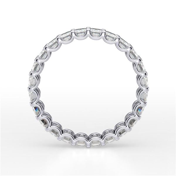 Natural 3.52 CTW U-Setting Emerald Cut Diamond Eternity Ring 18KT White Gold