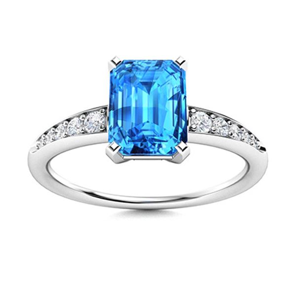 Natural 1.30 CTW Topaz & Diamond Engagement Ring 14K White Gold