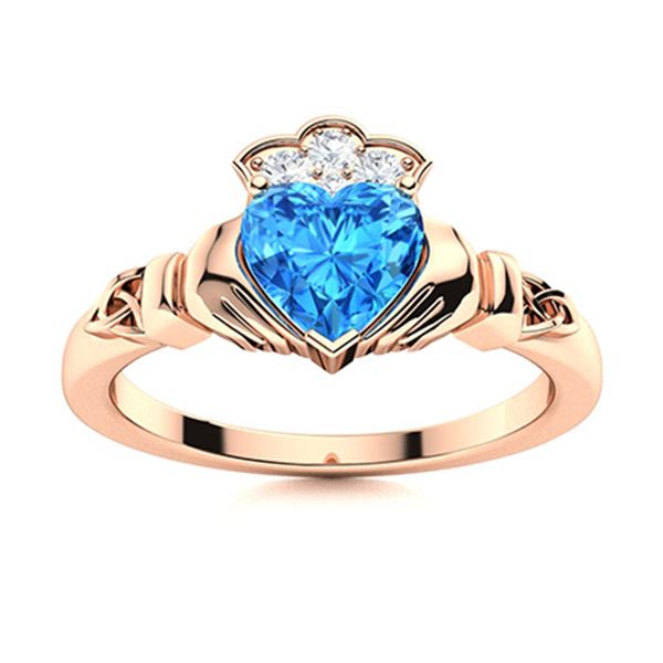 Natural 1.63 CTW Topaz & Diamond Engagement Ring 14K Rose Gold