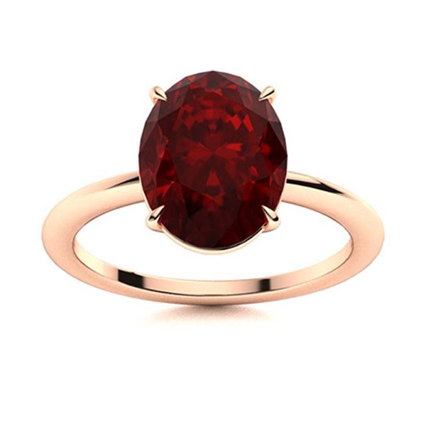Natural 6.01 CTW Garnet Solitaire Ring 14K Rose Gold