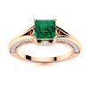 Image 1 : Natural 1.18 CTW Emerald & Diamond Engagement Ring 14K Rose Gold