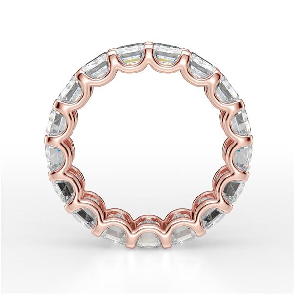 Natural 8.02 CTW Emerald Cut U-Setting Diamond Eternity Ring 18KT Rose Gold