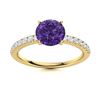 Image 1 : Natural 1.47 CTW Amethyst & Diamond Engagement Ring 18K Yellow Gold