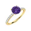 Image 2 : Natural 1.47 CTW Amethyst & Diamond Engagement Ring 18K Yellow Gold