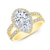 Image 1 : Natural 2.08 CTW Halo Pear Cut Tear Drop Split Shank Diamond Ring 18KT Yellow Gold