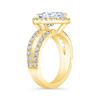 Image 3 : Natural 2.08 CTW Halo Pear Cut Tear Drop Split Shank Diamond Ring 18KT Yellow Gold
