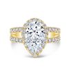 Image 4 : Natural 2.08 CTW Halo Pear Cut Tear Drop Split Shank Diamond Ring 18KT Yellow Gold