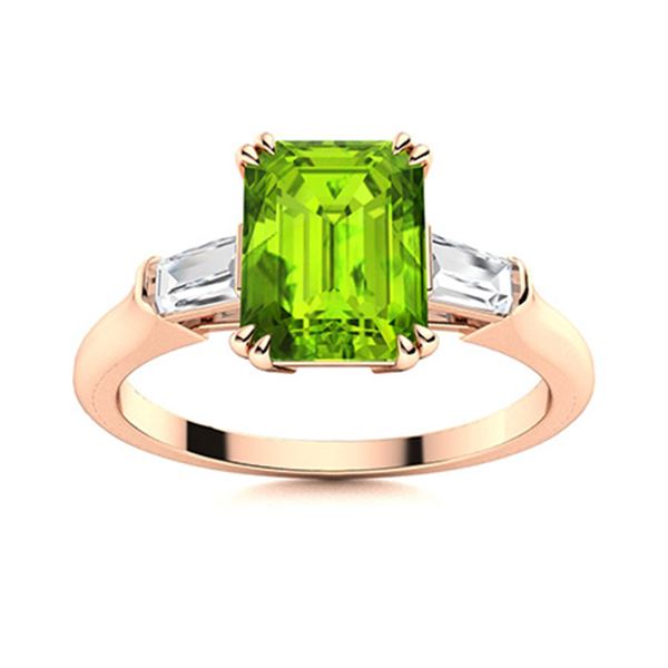 Natural 2.87 CTW Peridot & Diamond Engagement Ring 14K Rose Gold