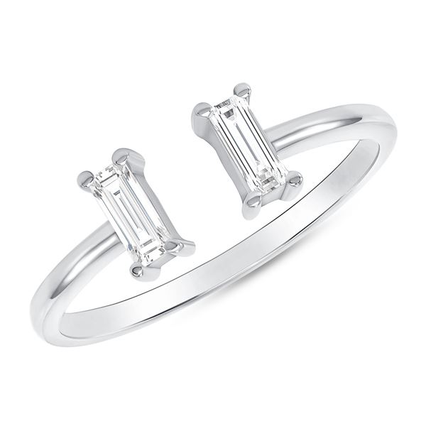 Natural 0.27 CTW Stackable Baguette Diamond Cuff Ring 18KT White Gold