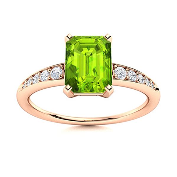 Natural 0.71 CTW Peridot & Diamond Engagement Ring 18K Rose Gold