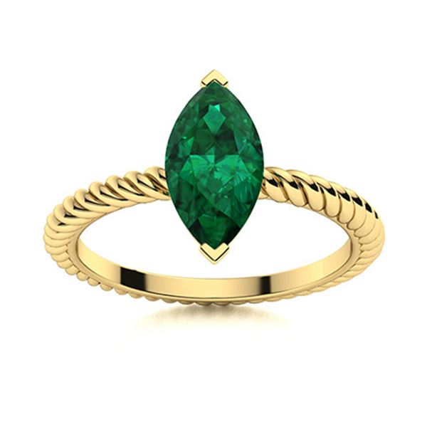 Natural 0.19 CTW Emerald Solitaire Ring 14K Yellow Gold