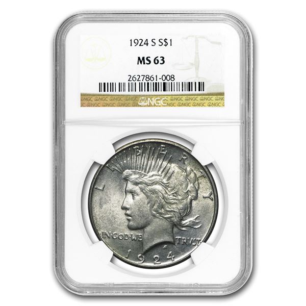 1924-S Peace Dollar MS-63 NGC