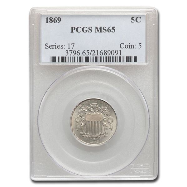 1869 Shield Nickel MS-65 PCGS