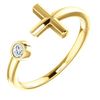 Image 1 : Natural 0.07 CTW Bezel Diamond Cross Cuff Ring 14KT Yellow Gold