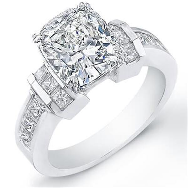 Natural 1.97 CTW Cushion Cut Diamond Engagement Ring 18KT White Gold