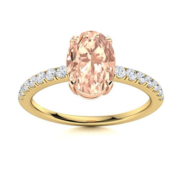 Natural 1.80 CTW Morganite & Diamond Engagement Ring 14K Yellow Gold