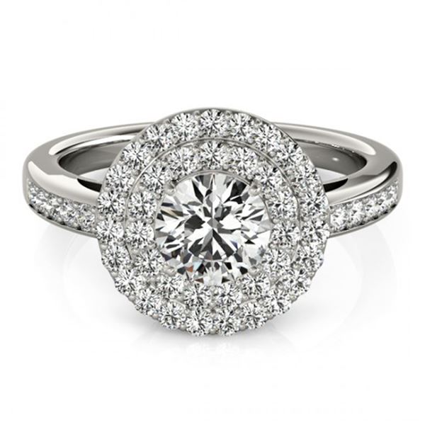 Natural 0.85 ctw Diamond Halo Ring 14k White Gold