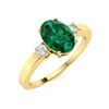 Image 2 : Natural 1.29 CTW Emerald & Diamond Engagement Ring 18K Yellow Gold
