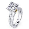 Image 1 : Natural 5.33 CTW Asscher Cut Diamond Engagement Ring 18KT Two Tone