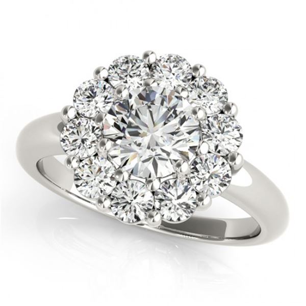 Natural 1.38 ctw Diamond Solitaire Halo Ring 14k White Gold