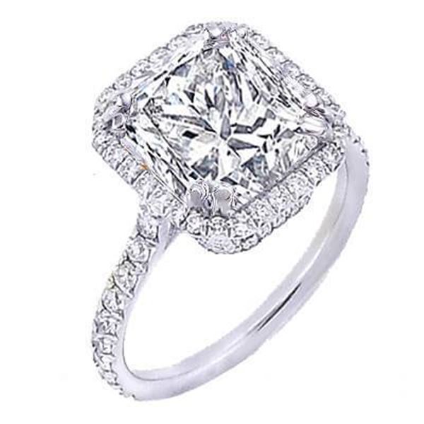 Natural 1.92 CTW Pave Halo Princess Cut Diamond Engagement Ring 14KT White Gold