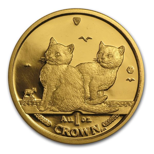 2003 Isle of Man 1 oz Gold Balinese Kittens Cat BU