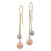 Image 2 : 14k Tri-color Diamond-cut Beads Dangle Earrings