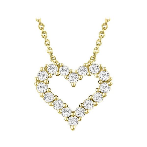 Natural 0.27 CTW Heart Outline Diamond Necklace 14KT Yellow Gold