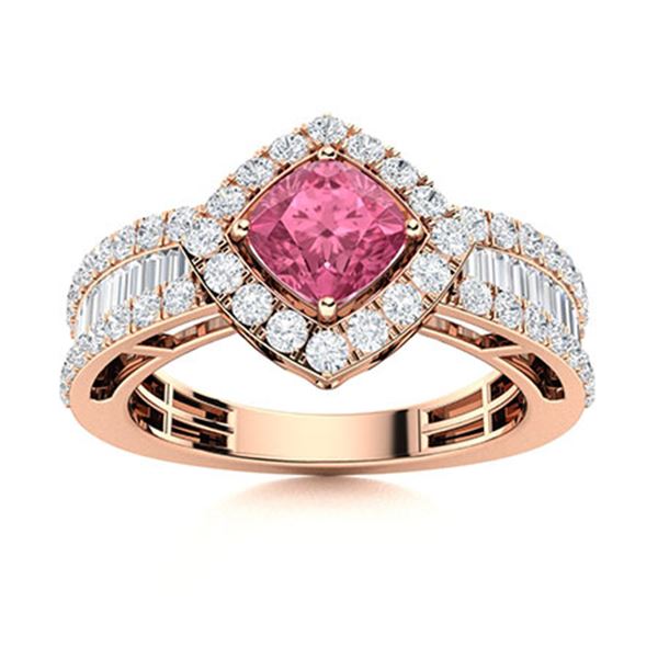 Natural 2.14 CTW Pink Sapphire & Diamond Engagement Ring 14K Rose Gold