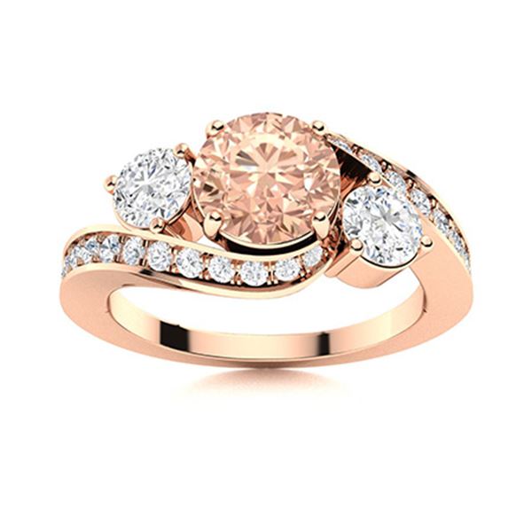 Natural 1.41 CTW Morganite & Diamond Engagement Ring 14K Rose Gold