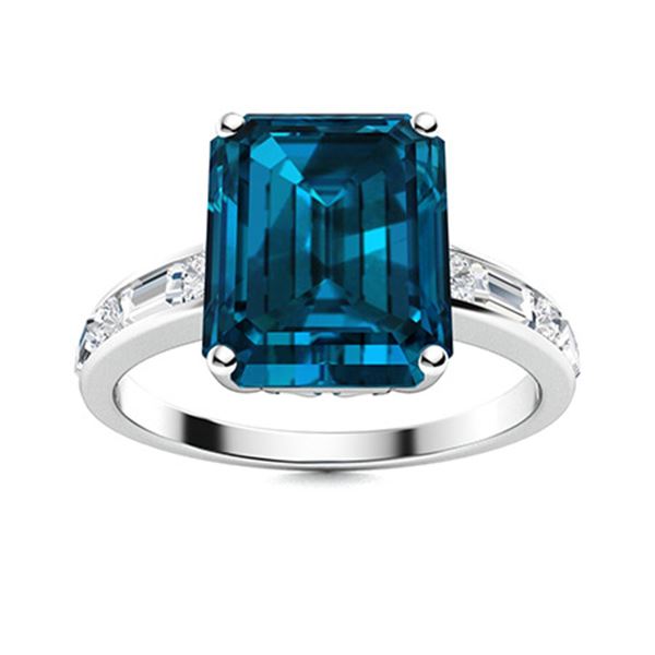 Natural 10.72 CTW Topaz & Diamond Engagement Ring 14K White Gold