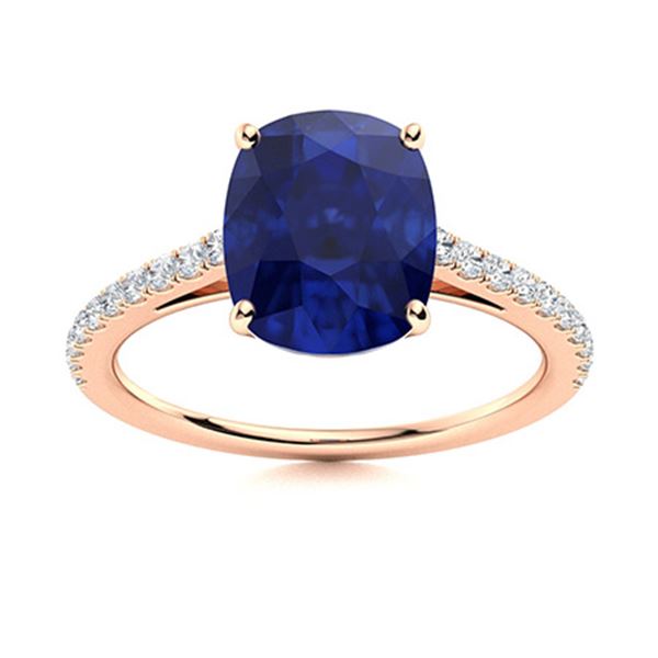 Natural 2.64 CTW Sapphire & Diamond Engagement Ring 18K Rose Gold